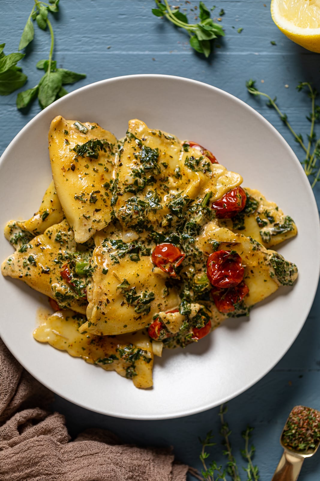 Plate of Creamy Tuscan Ravioli