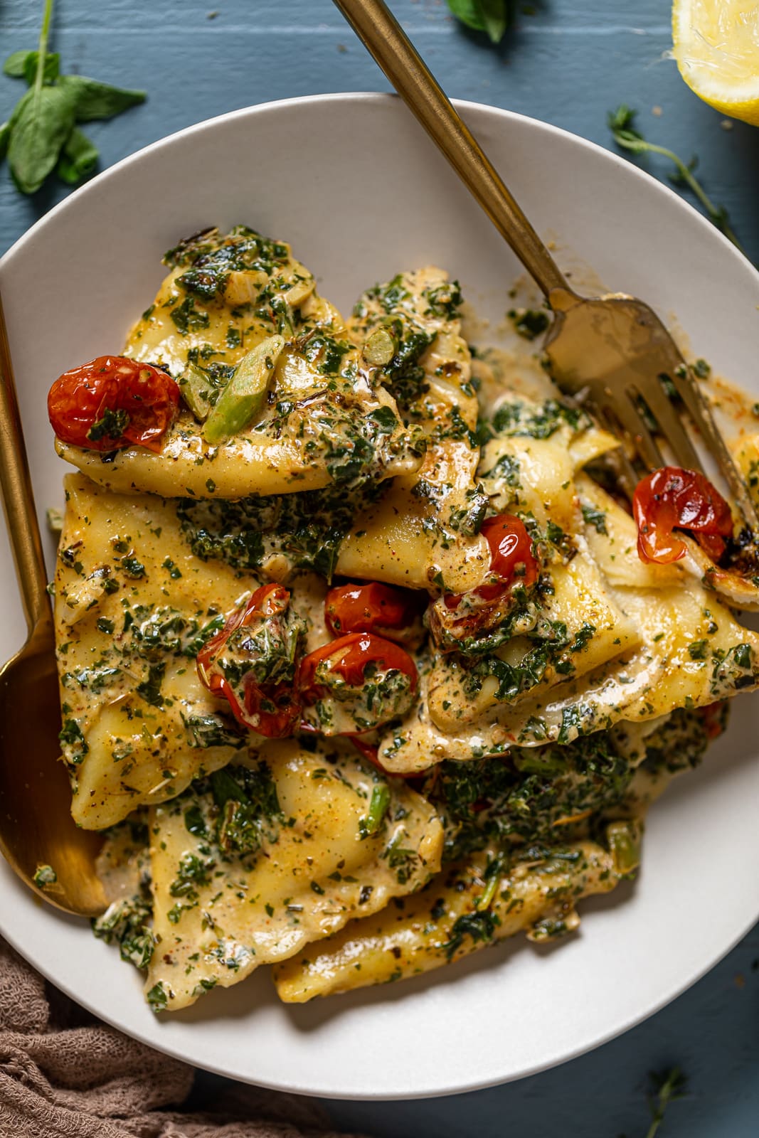 Plate of Creamy Tuscan Ravioli