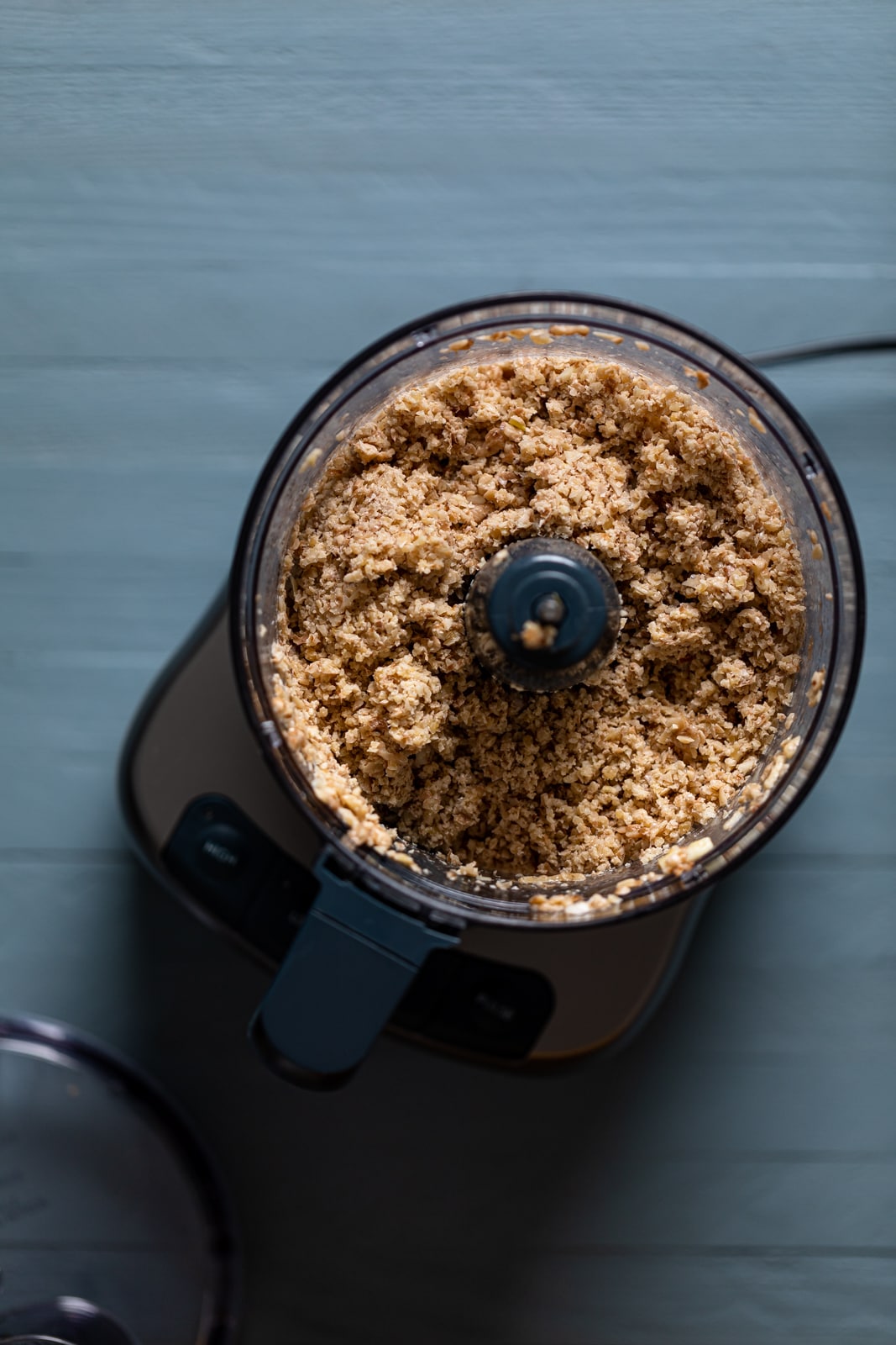 Walnut taco \"meat\" in a food processor