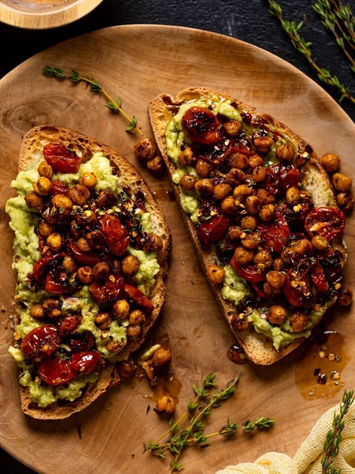 Plate with two pieces of Avocado Toast