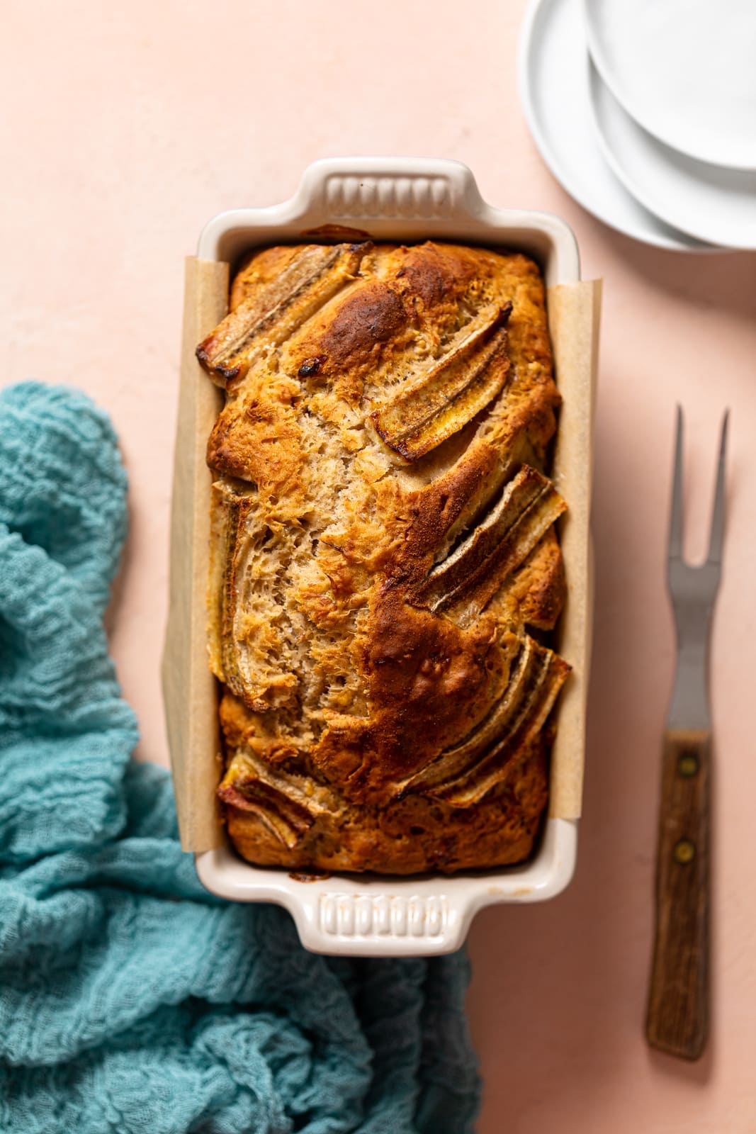 Loaf of Banana Bread in a bread pan