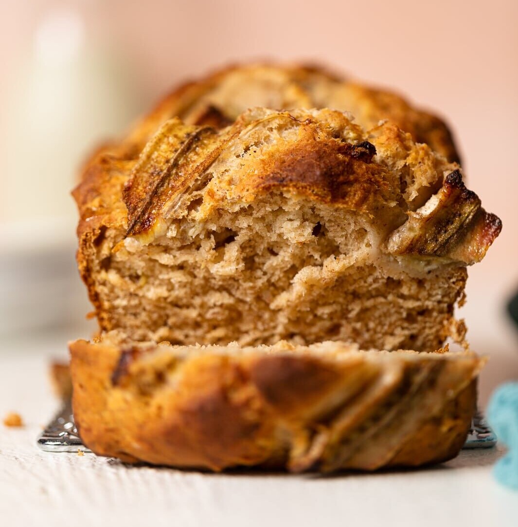 Loaf of Banana Bread with an end sliced off