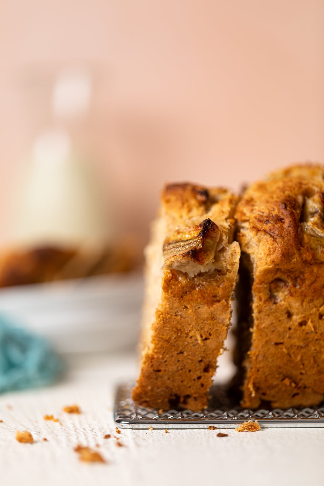 Side view of sliced Banana Bread