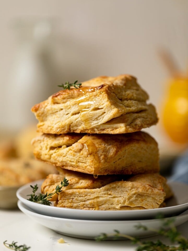 Pile of Flaky Honey Buttermilk Biscuits