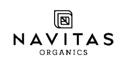 Black logo and text "Navitas organics."