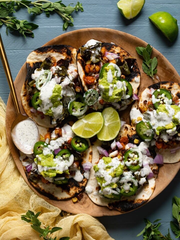 Overhead shot of Summer Vegan Tacos