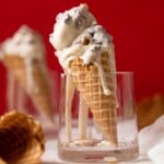 Maple Brown Butter Walnut Ice Cream melting down a cone standing in a glass