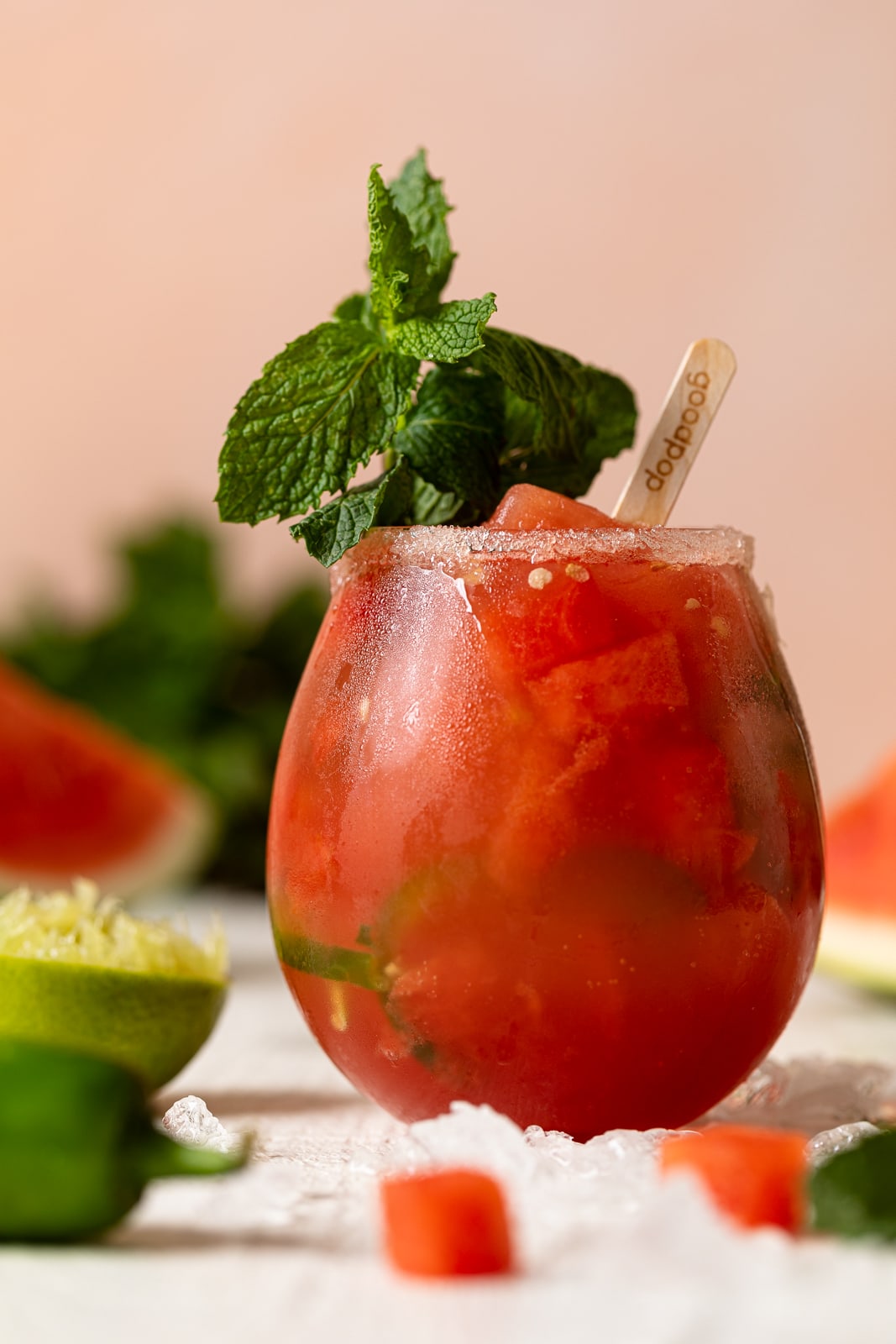 Glass of spicy Watermelon Mojito Mocktail