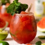 Closeup of Spicy Watermelon Mojito Mocktail