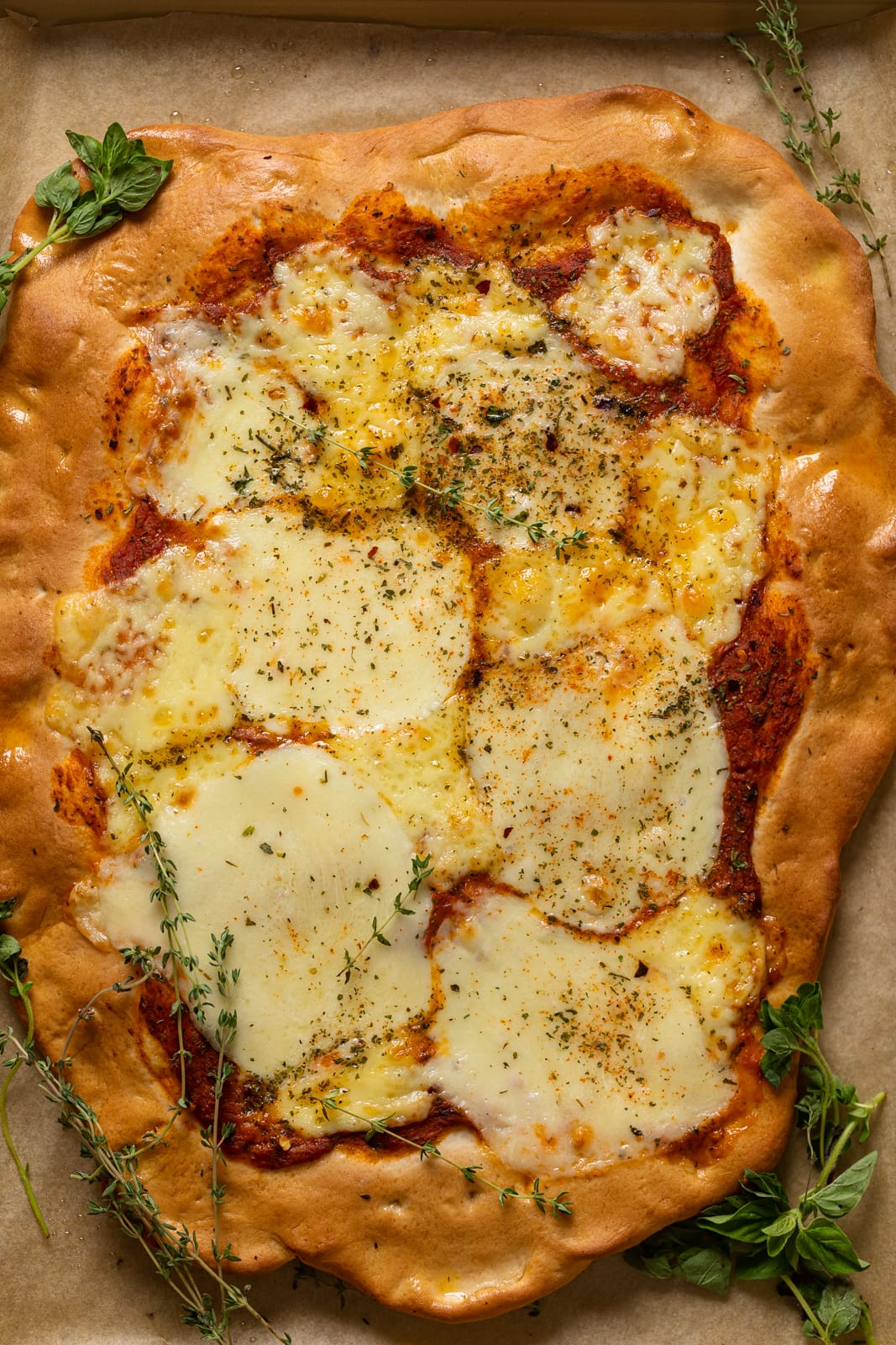 Cooked Cheese Sheet Pan Pizza