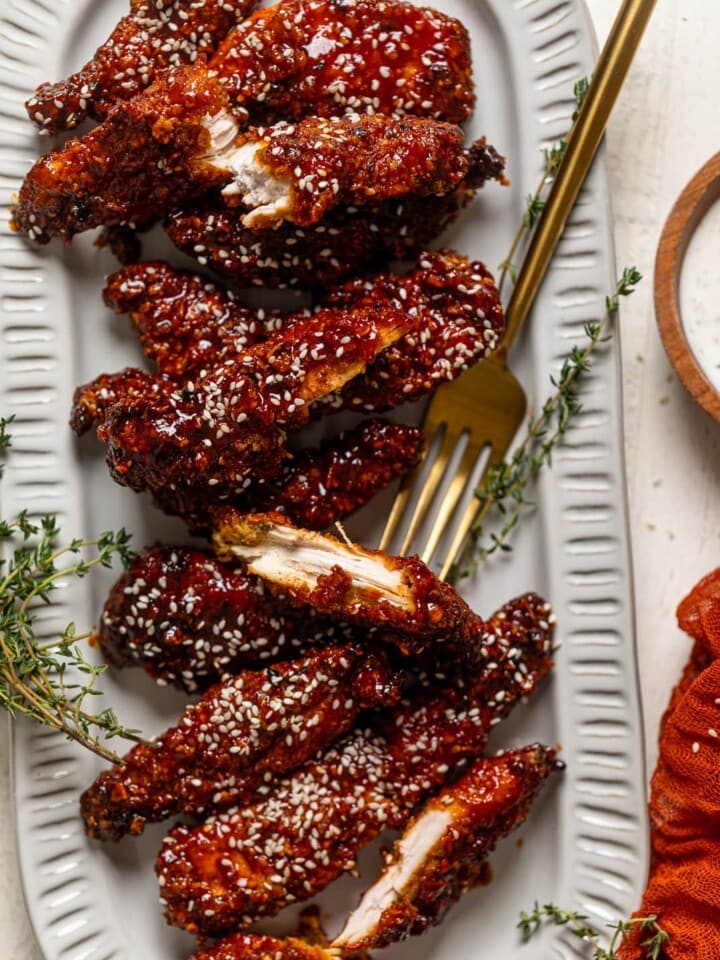 Plate of Spicy Gochujang Chicken Tenders