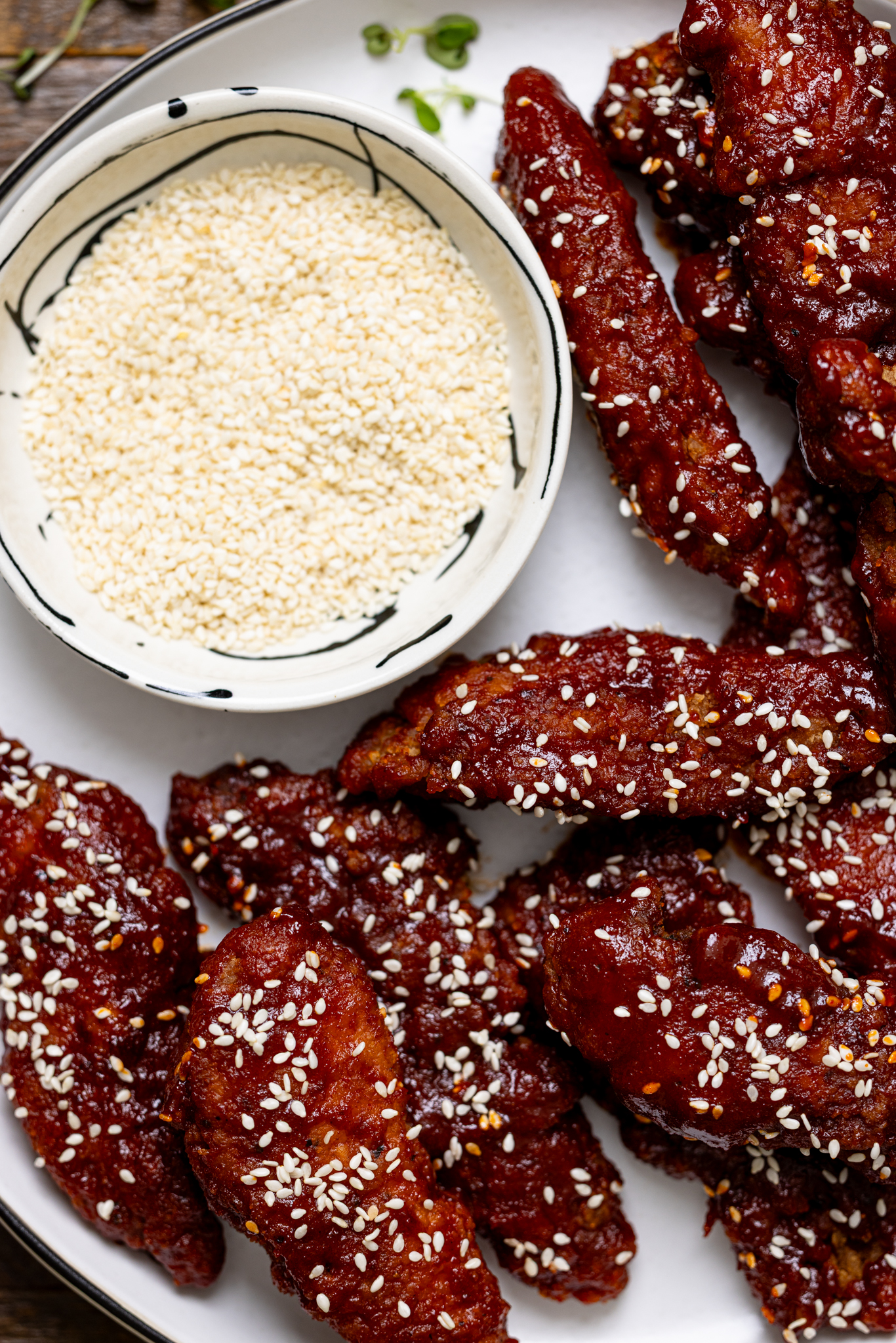 Up close shot of Delicious Gochujang Chicken Tenders.