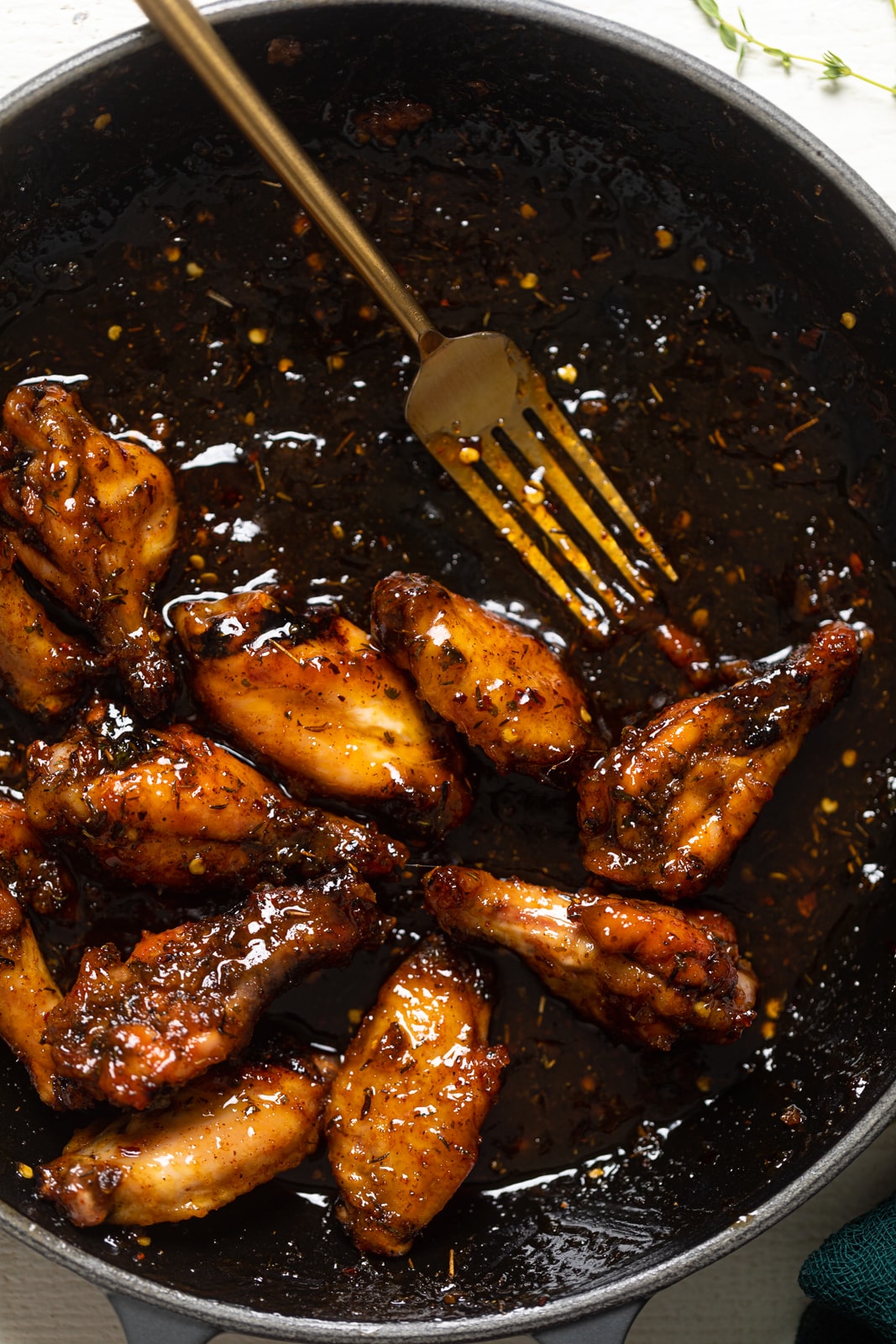 Closeup of Sticky Peach Chicken Wings