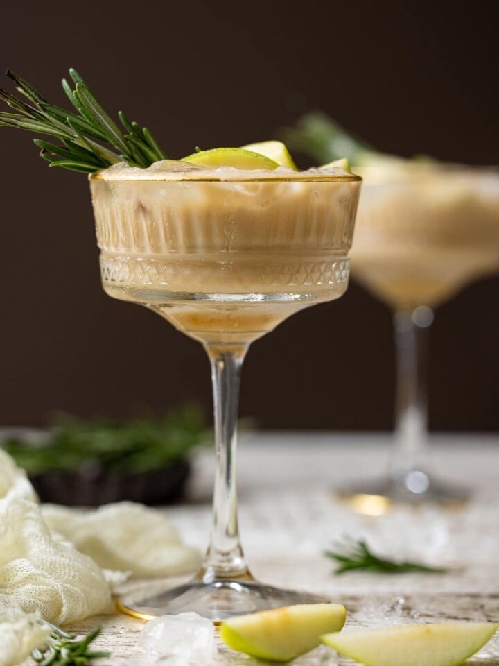 Apple Caramel Espresso Martini in a long-stemmed glass