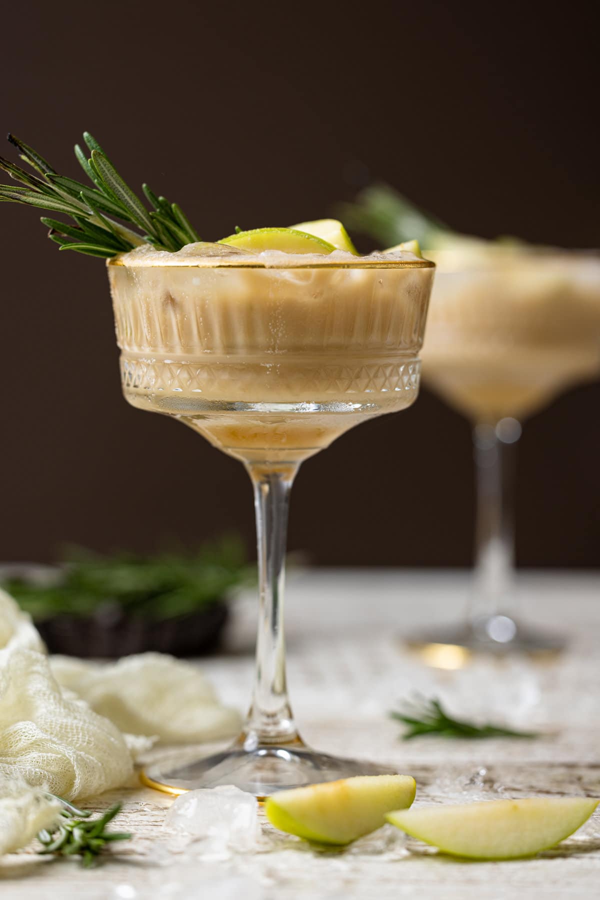 Apple Caramel Espresso Martini in a long-stemmed glass