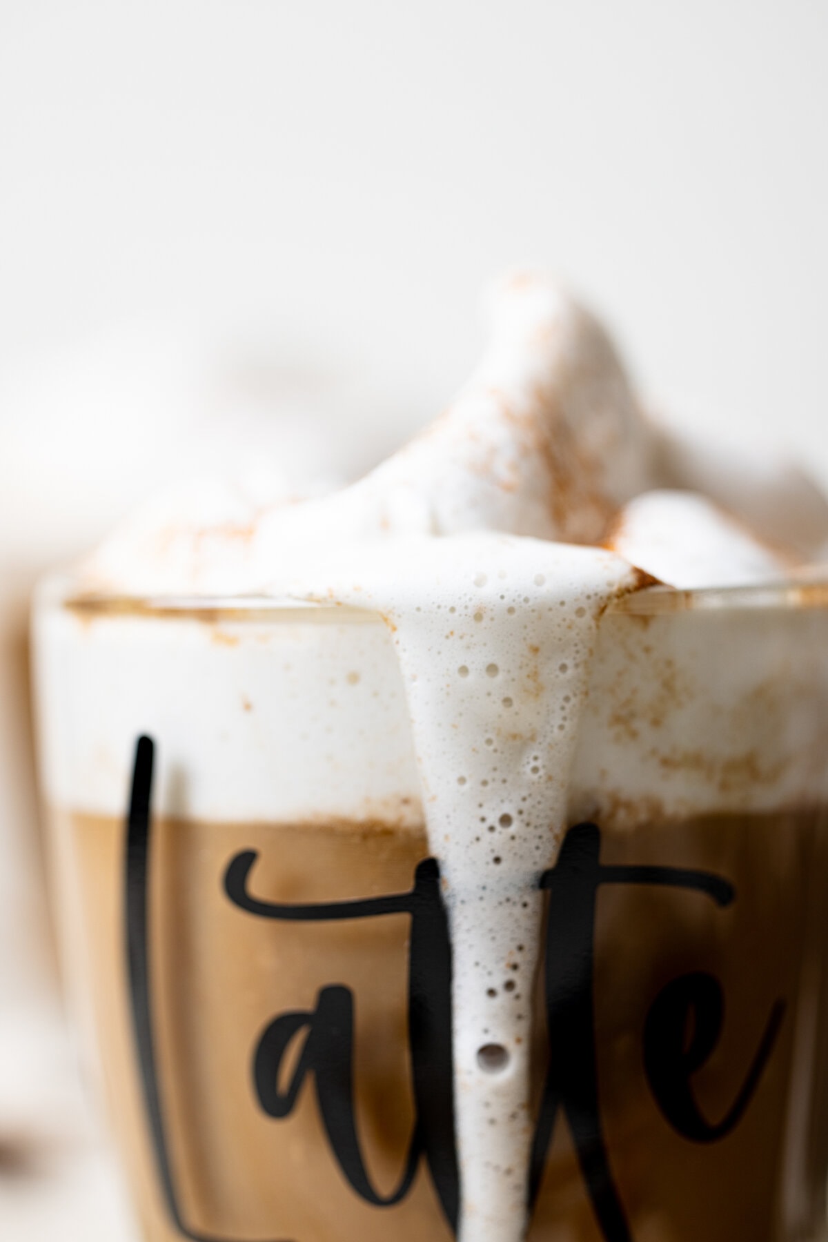 Closeup of the foam from a Fall Spice Latte