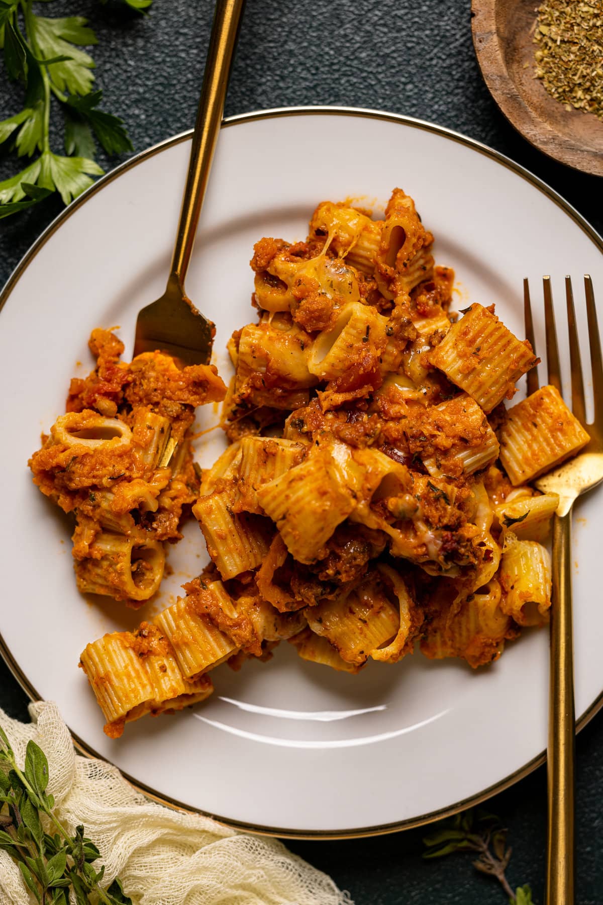 Plate of Spicy Pumpkin Pasta Bake