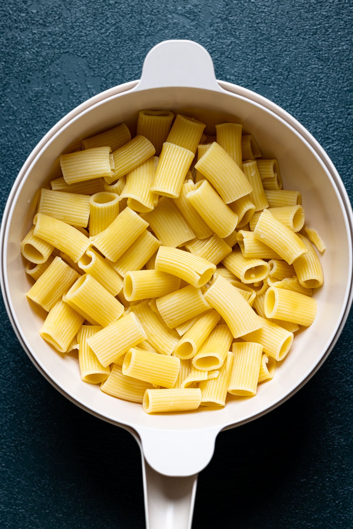 Colander of Rigatoni noodles