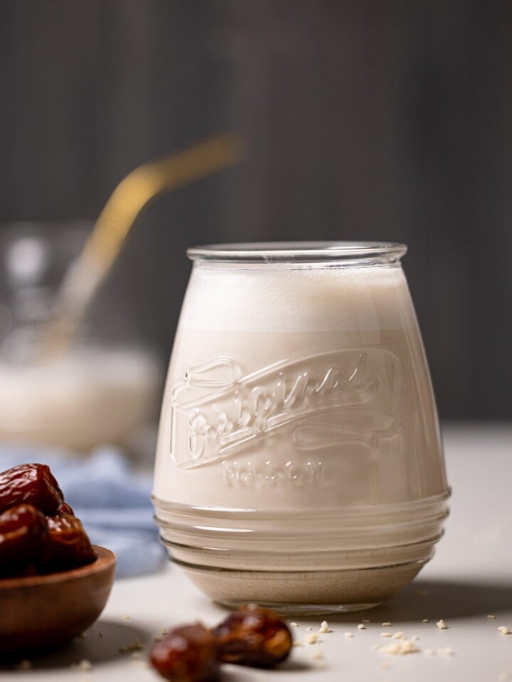 Glass of Creamy Vanilla Sesame Milk