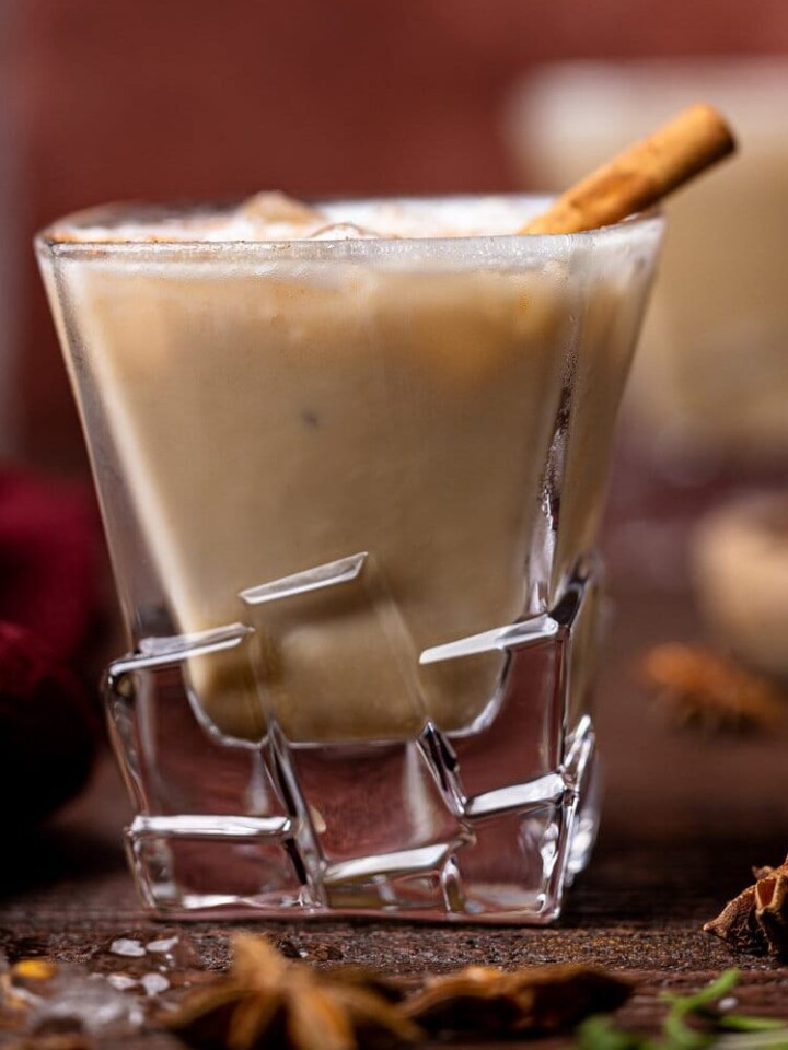 White Russian Mocktail in decorative glassware