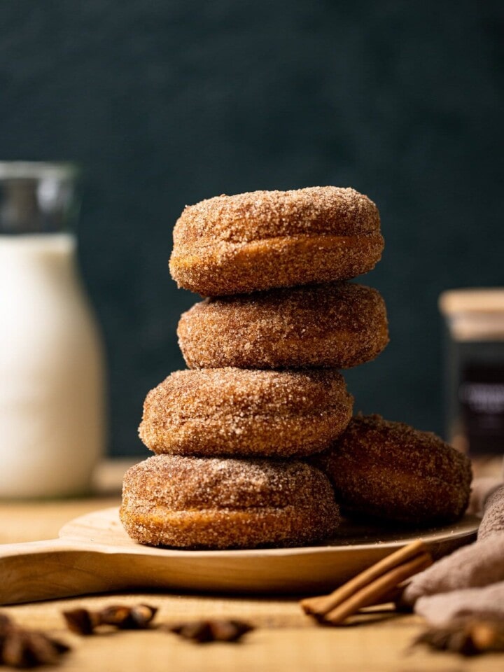 Stack of Baked Vegan Apple Cider Donuts