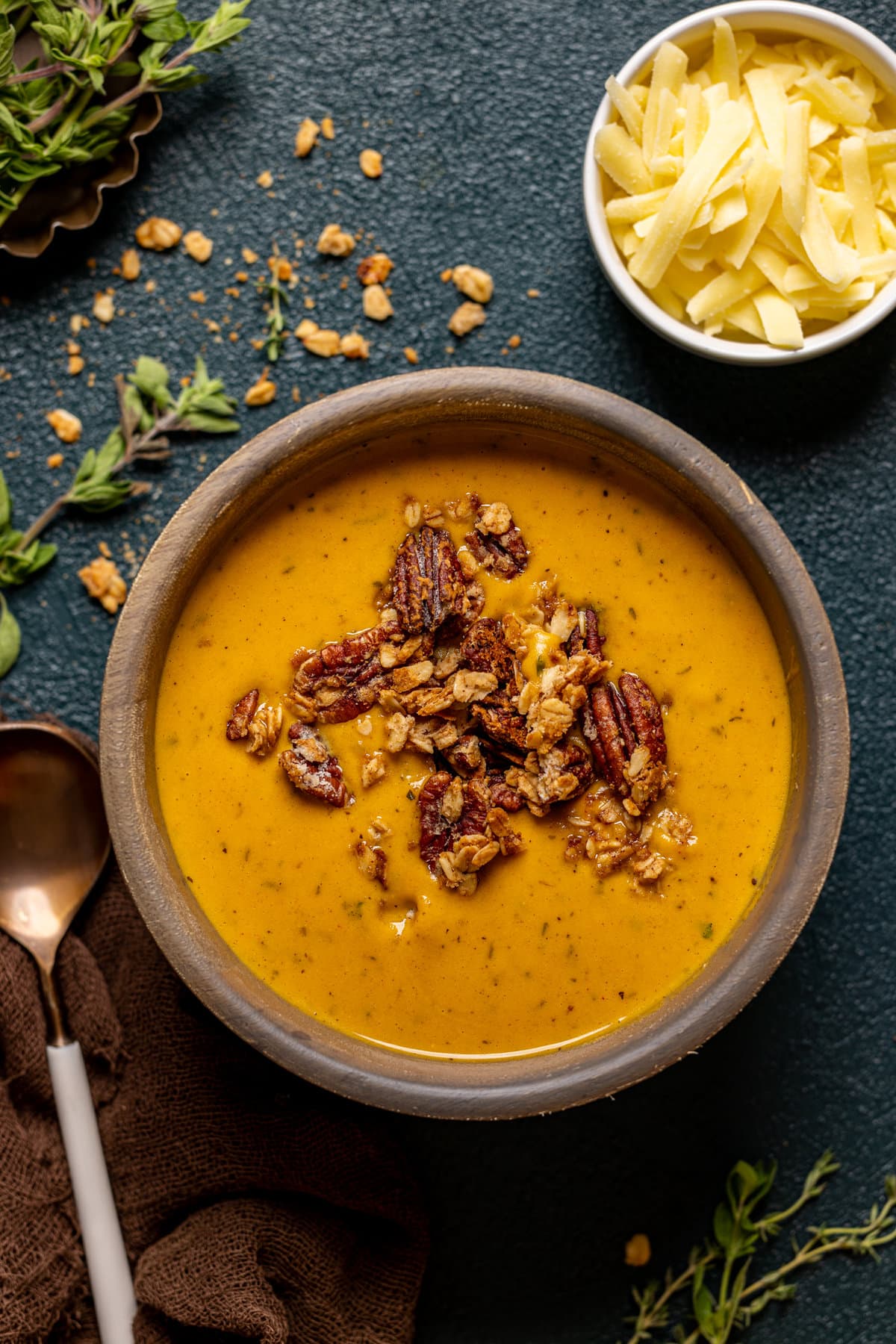 Bowl of Apple Cheddar Sweet Potato Soup