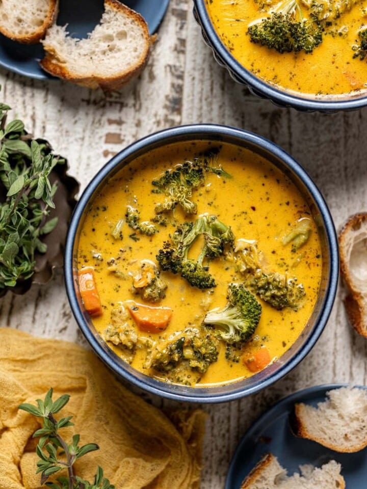 Bowl of Roasted Broccoli Cheddar Soup