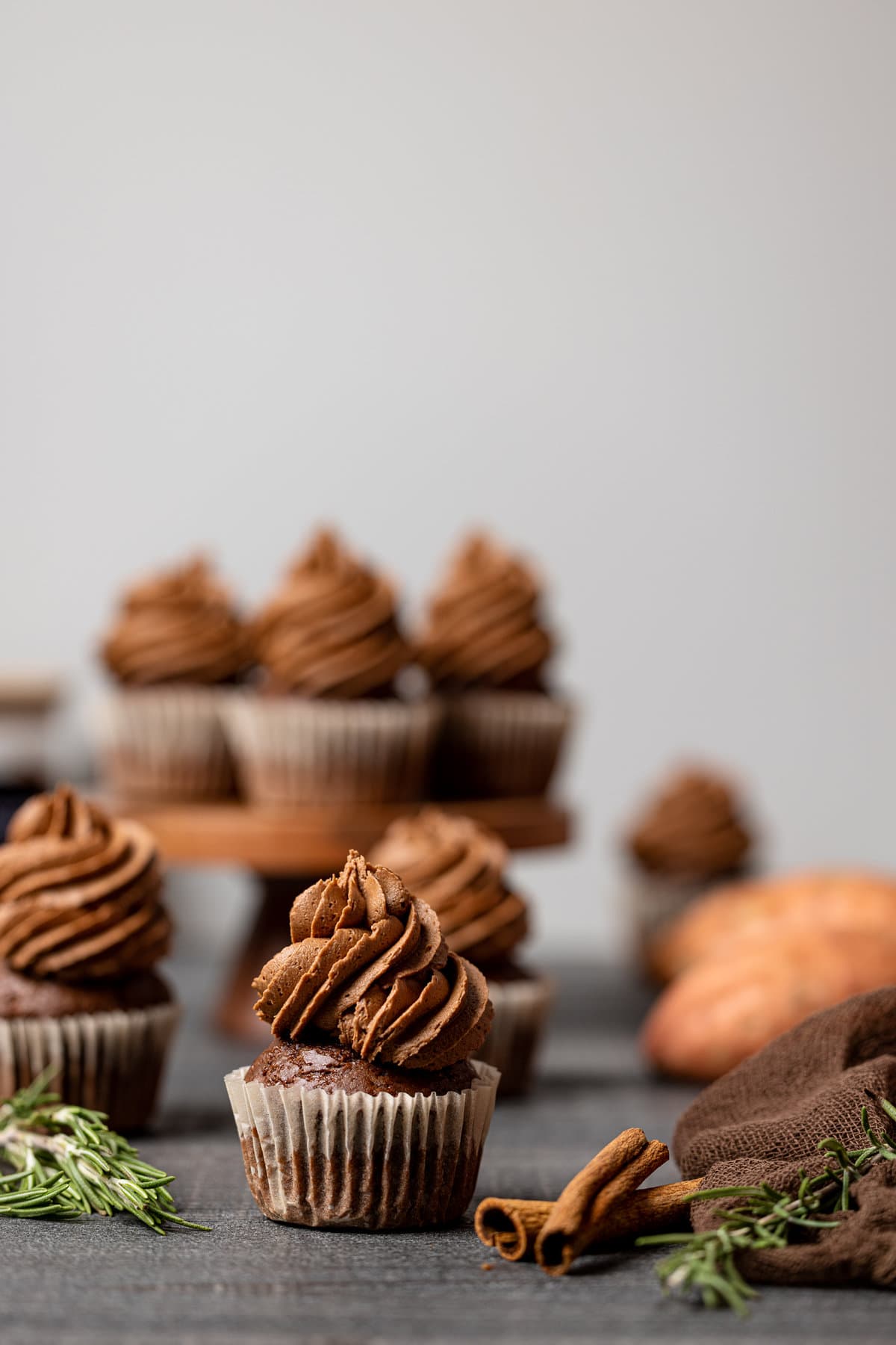Chocolate sweet potato cupcakes on a table