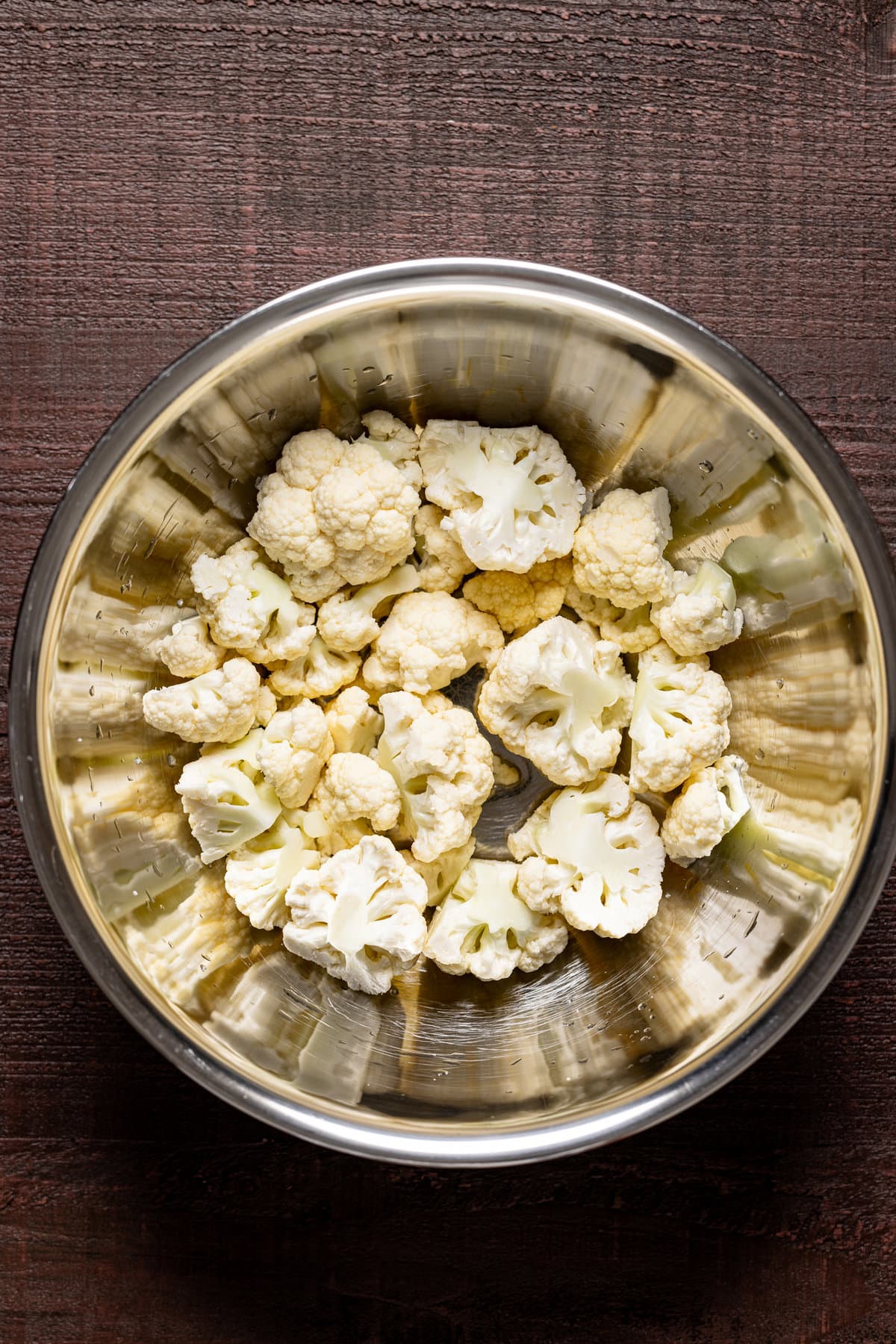 Bowl of chopped cauliflower