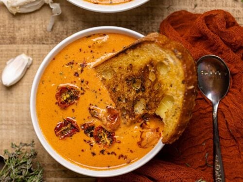 Creamy Roasted Tomato Soup with Herbs - Striped Spatula