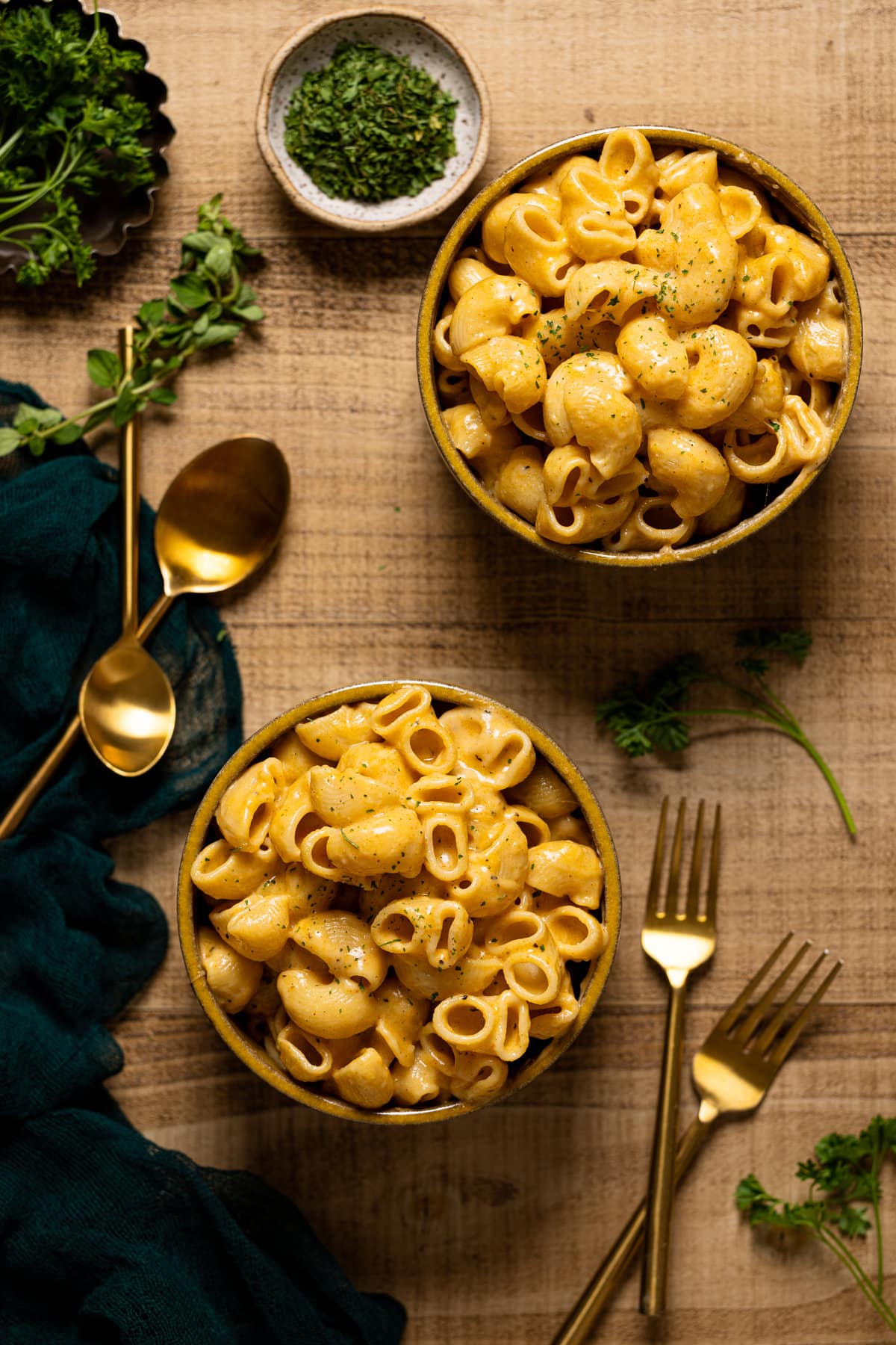 Two bowls of Creamy Stovetop Southern Mac and Cheese