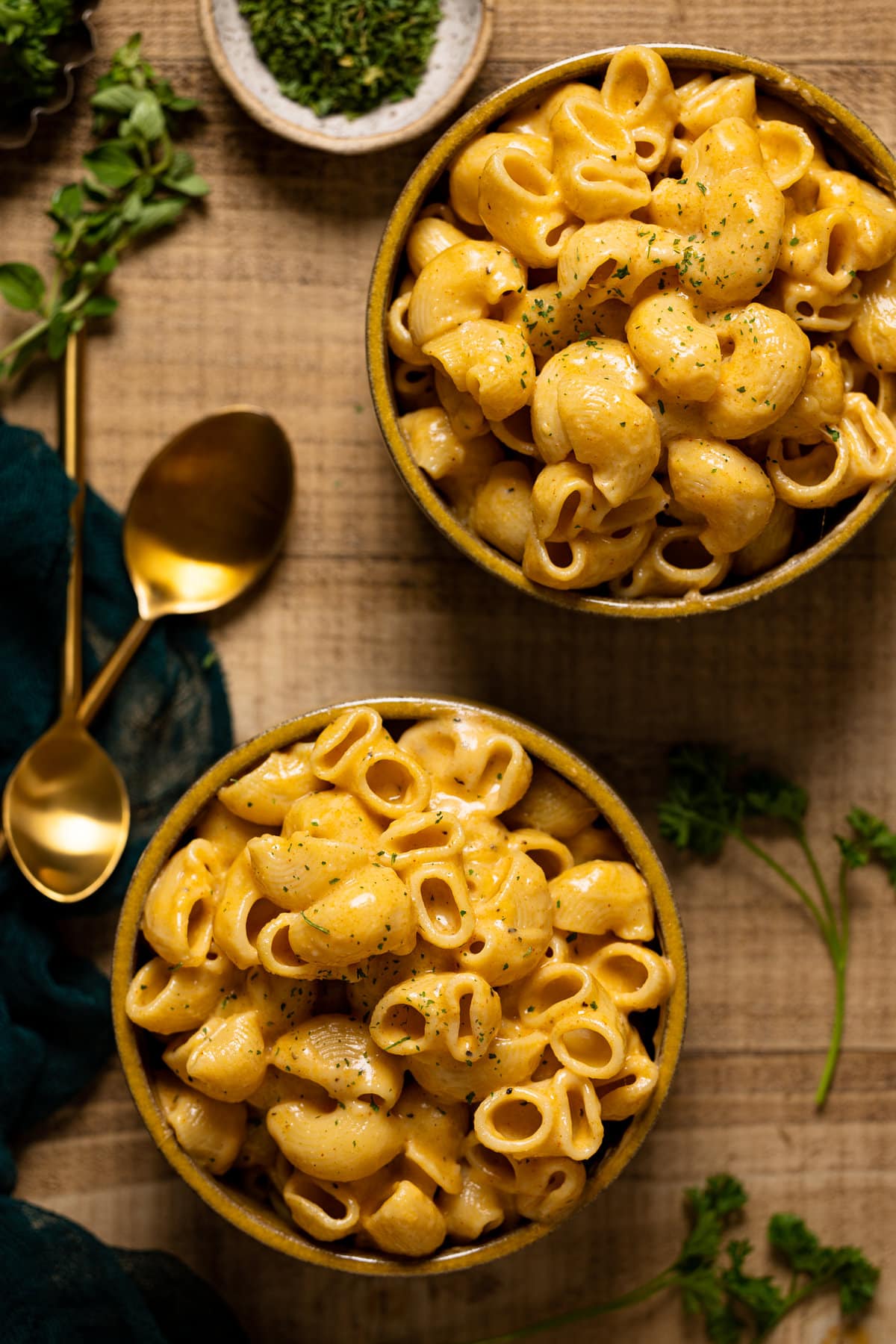 Two bowls of Creamy Stovetop Southern Mac and Cheese