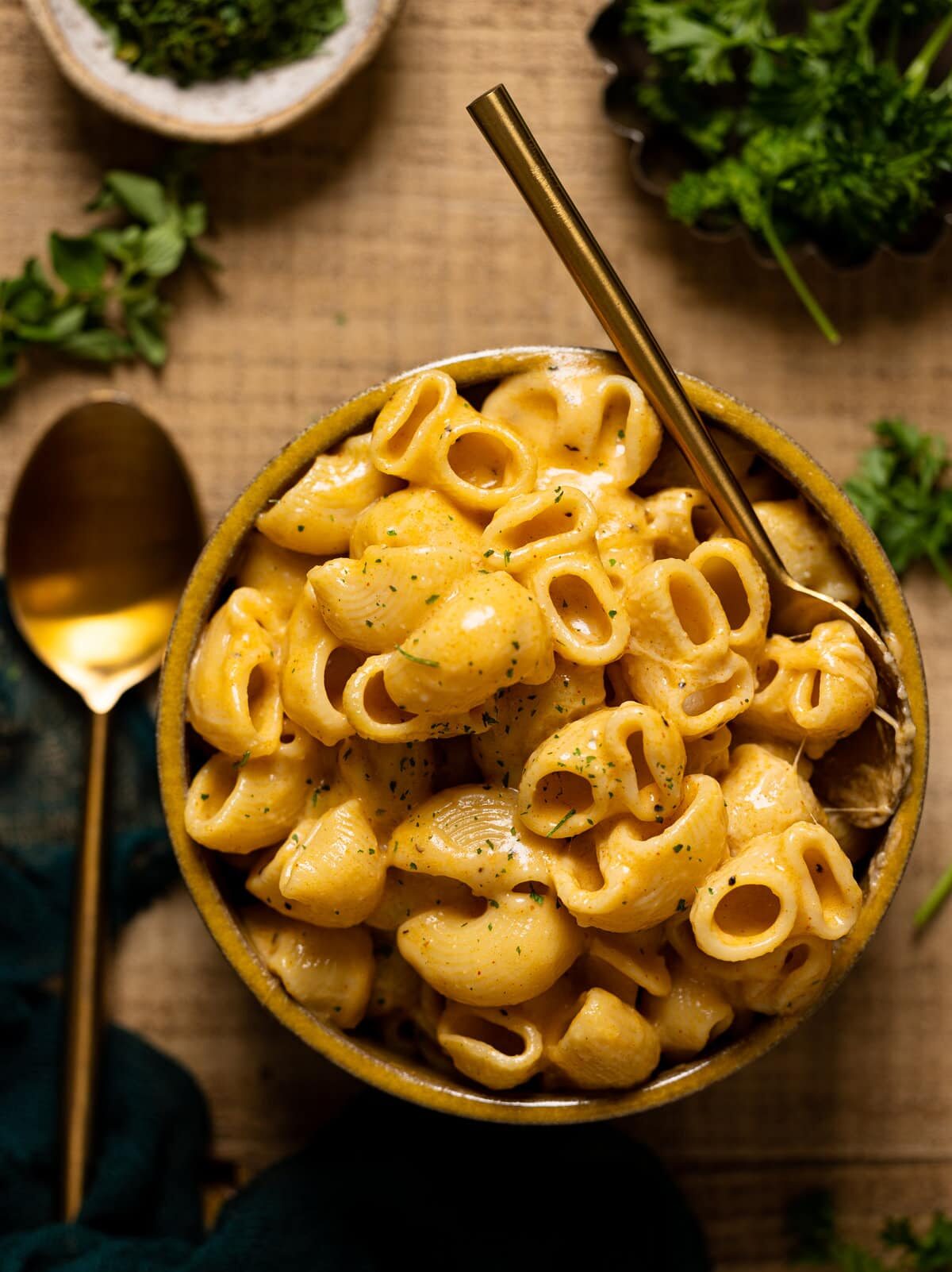 Closeup of Creamy Stovetop Southern Mac and Cheese