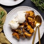 Plate of Deconstructed Sweet Potato Bread Pudding