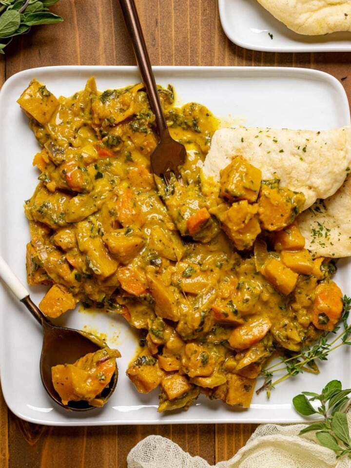 Plate of Vegan Pumpkin Curry Butternut Squash