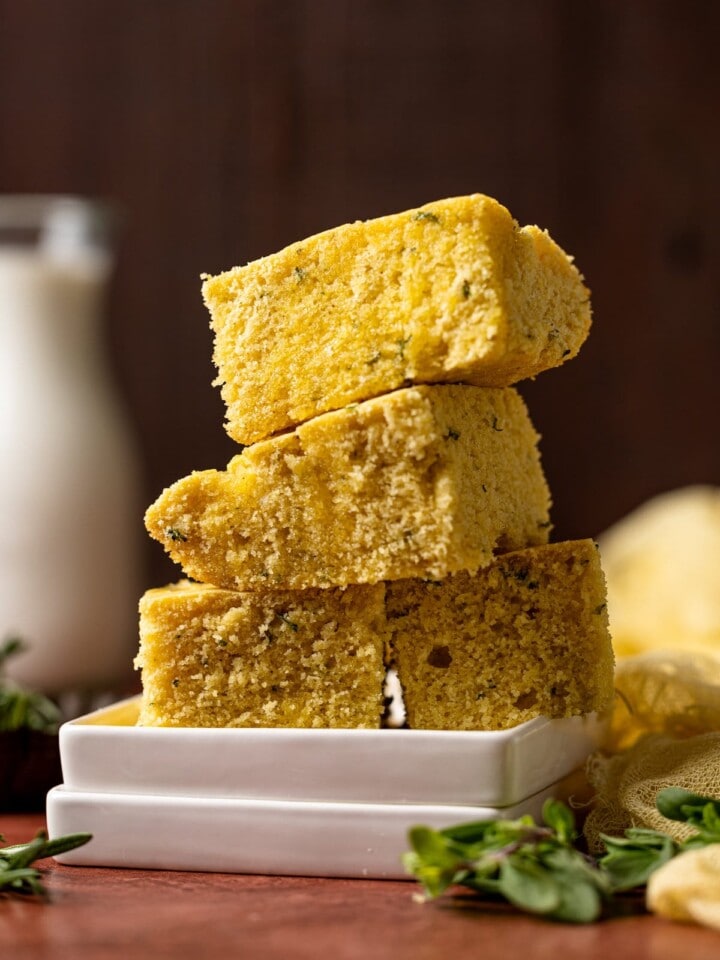 Stack of Vegan Sweet Cornbread