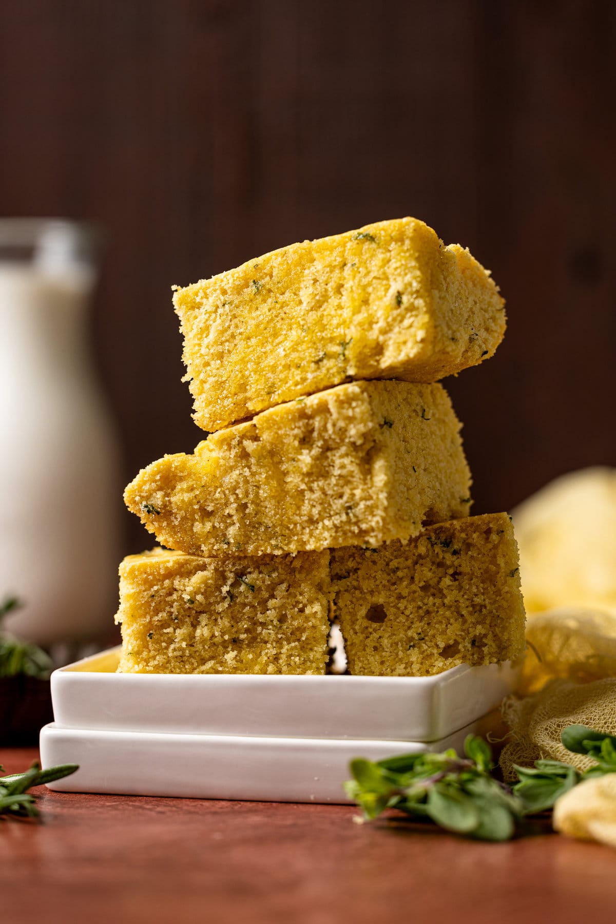 Stack of Vegan Sweet Cornbread
