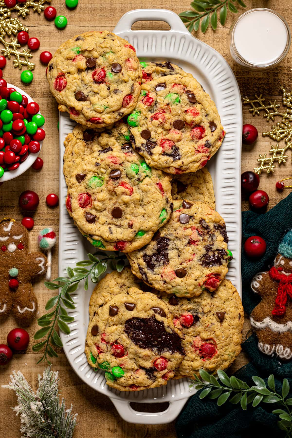 Overhead shot of Christmas Monster Cookies