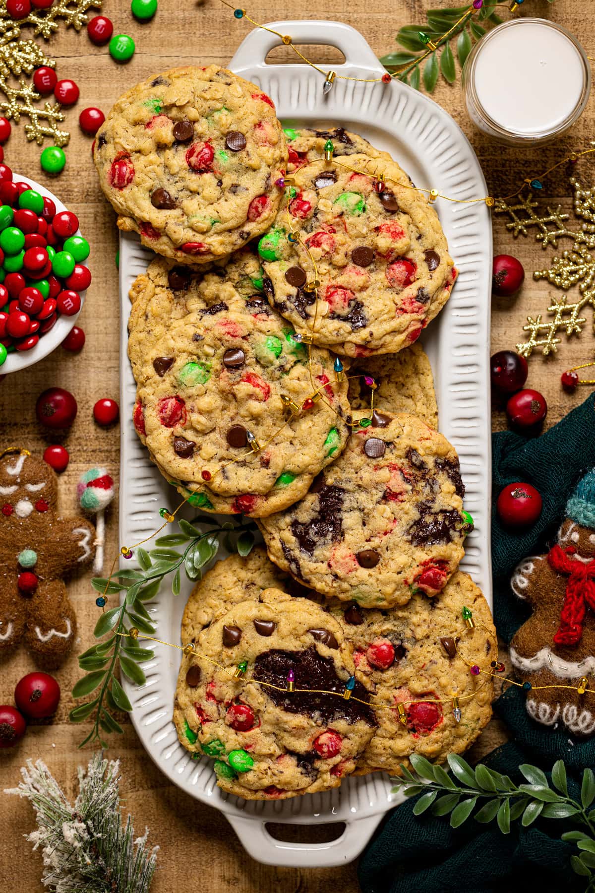 Overhead shot of Christmas Monster Cookies