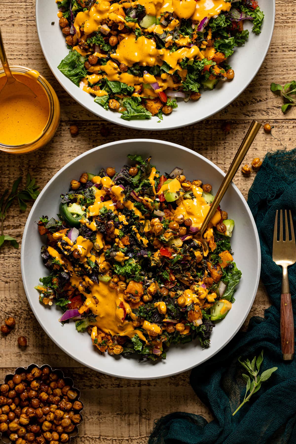Two Spicy Chipotle Sweet Potato Chopped Salads