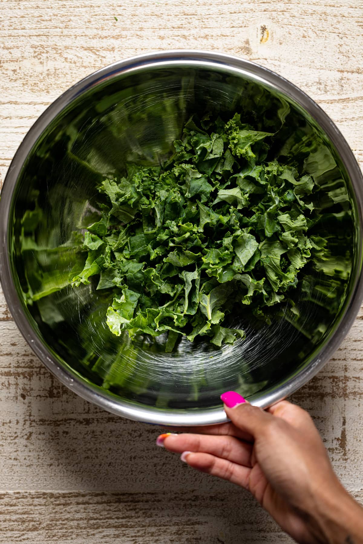 Bowl of chopped kale