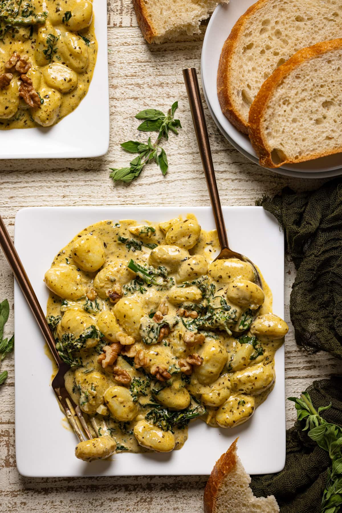 Plate of Creamy Lemon Pesto Gnocchi with Broccoli