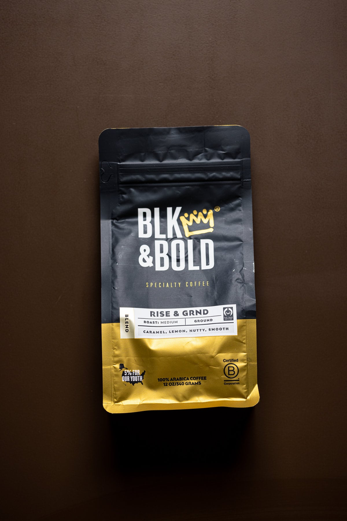 Bag of BLK & BOLD Specialty Coffee, Rise & Grnd