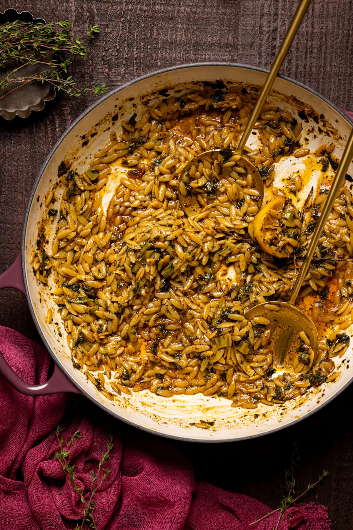 Creamy Cajun Chicken Orzo in a pan