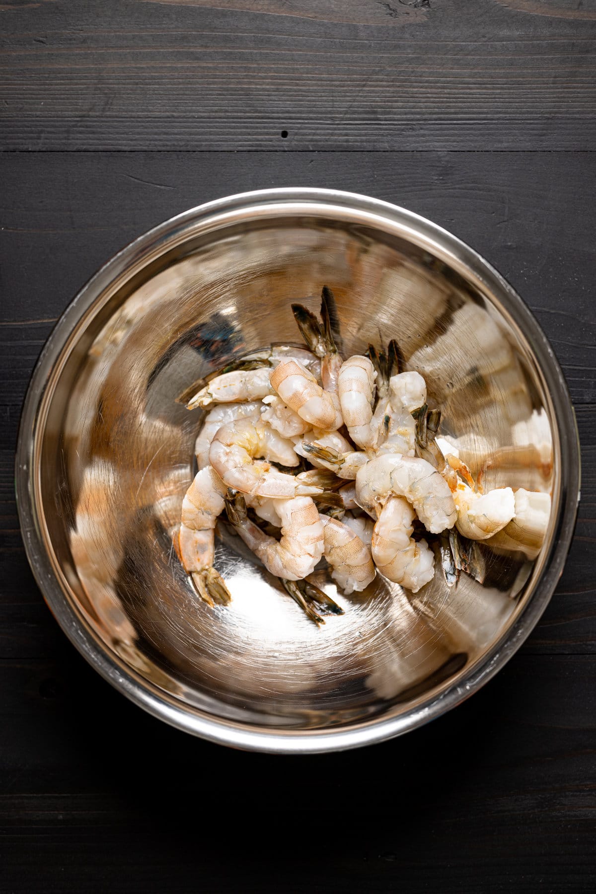 Bowl of raw shrimp