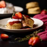 Two Vegan Strawberry Shortcakes on a plate