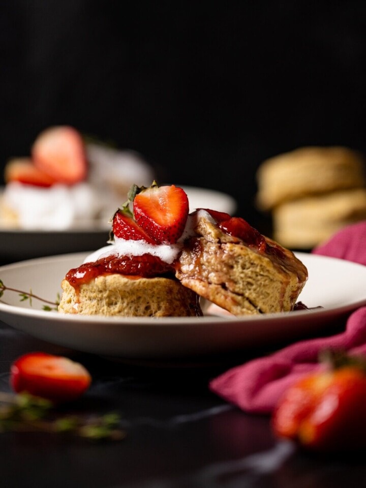 Vegan Strawberry Shortcake on a plate
