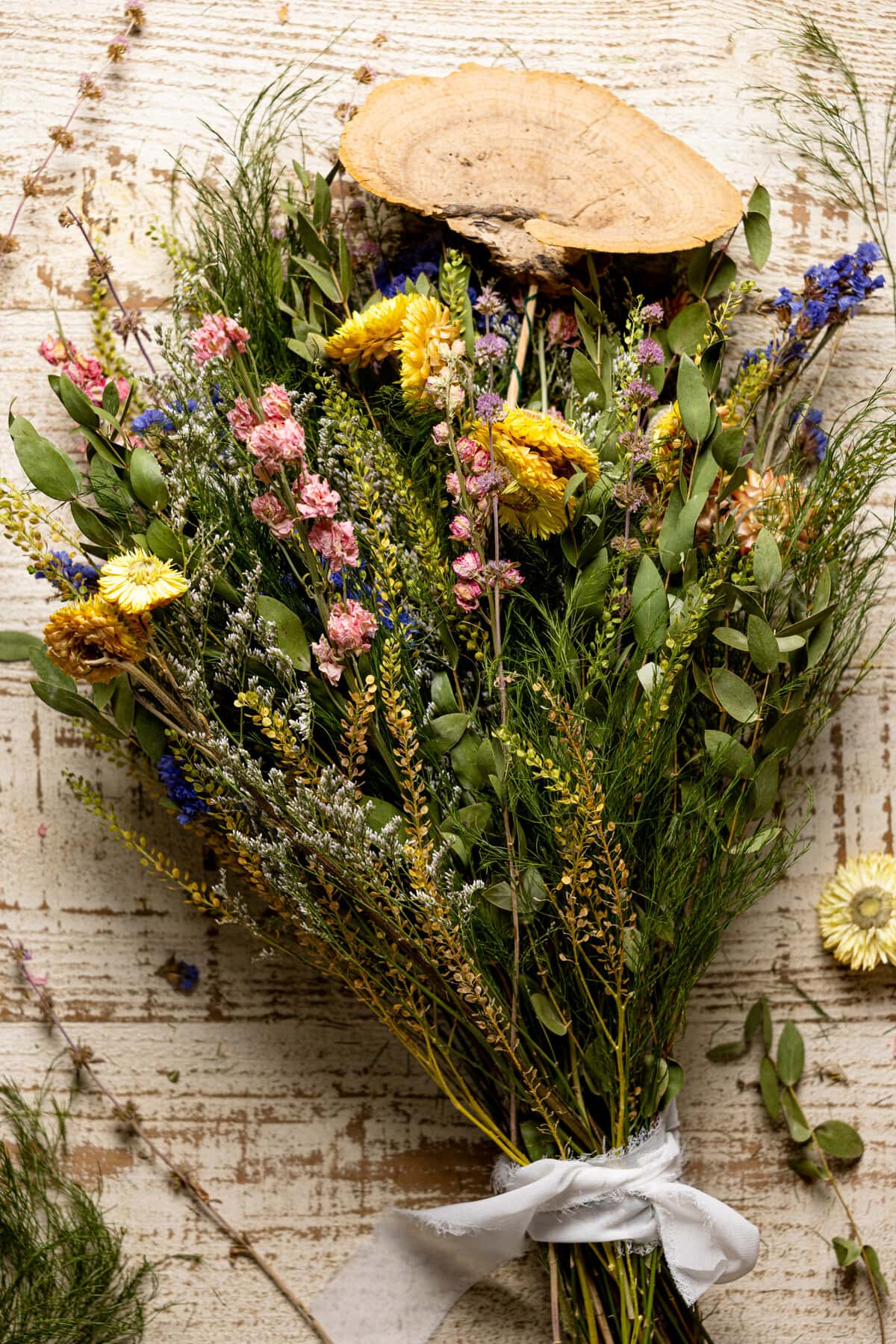 Colorful bouquet of dried flowers