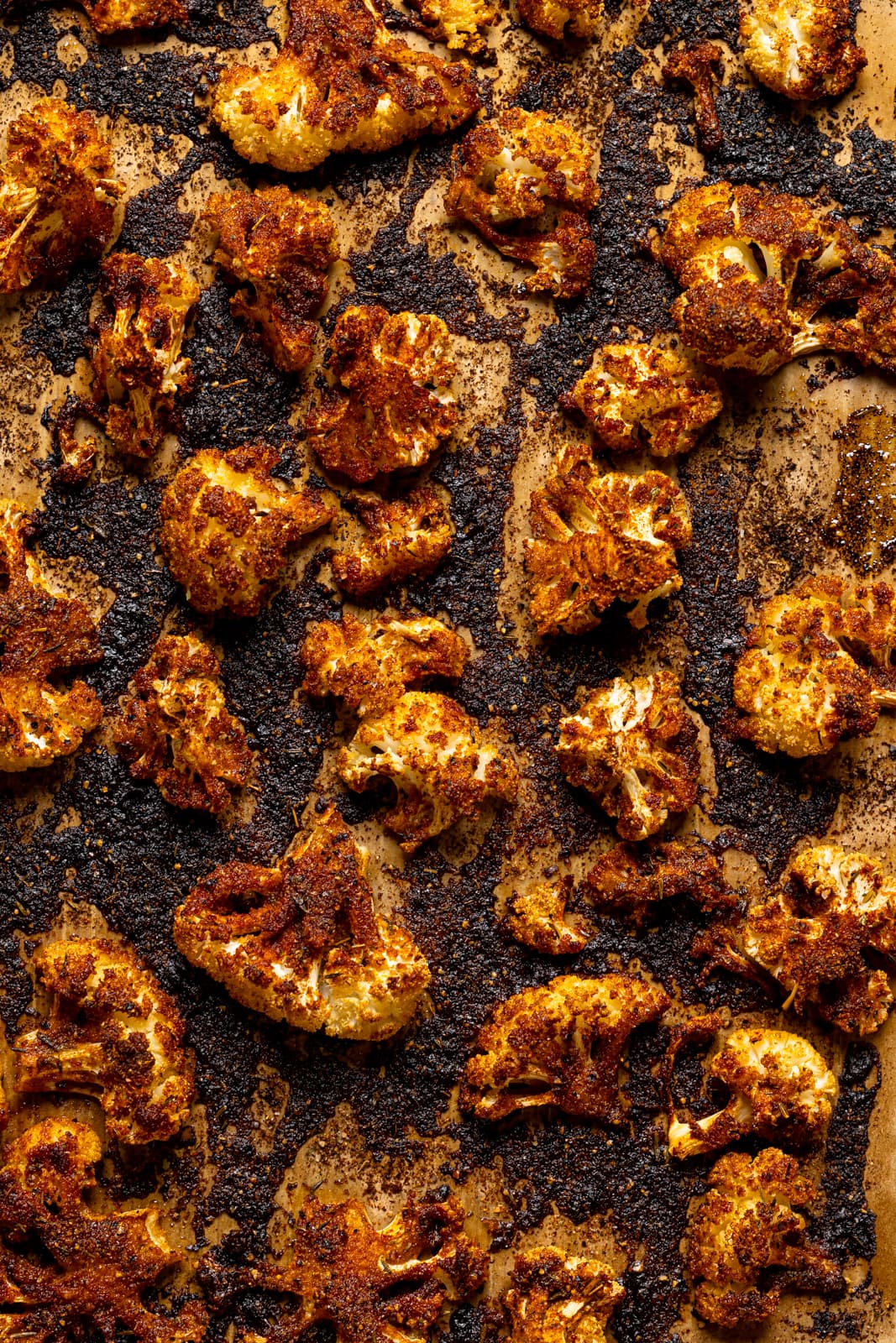 Up close shot of roasted cauliflower.