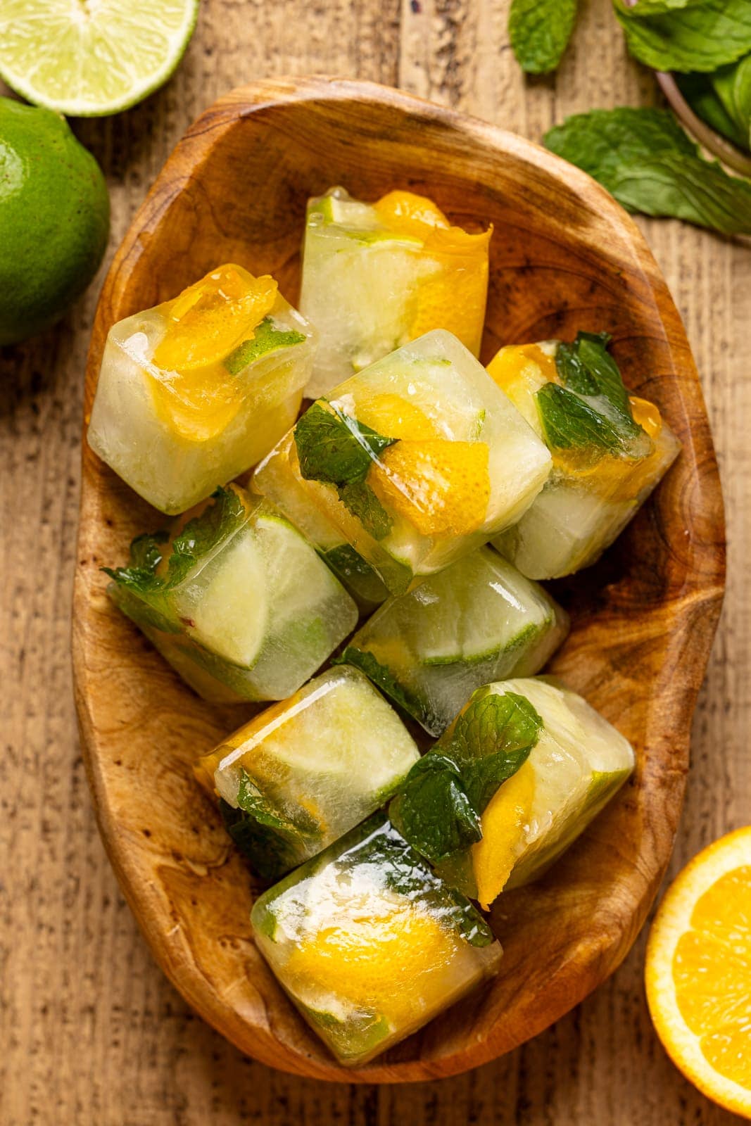 Citrus mint ice cubes.